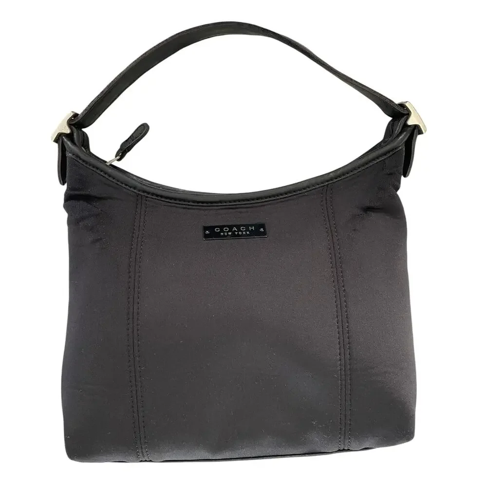 Coach Neo Crescent Shoulder Bag Hand Bag Black Neoprene Vintage Y2K 90s - Picture 15 of 16